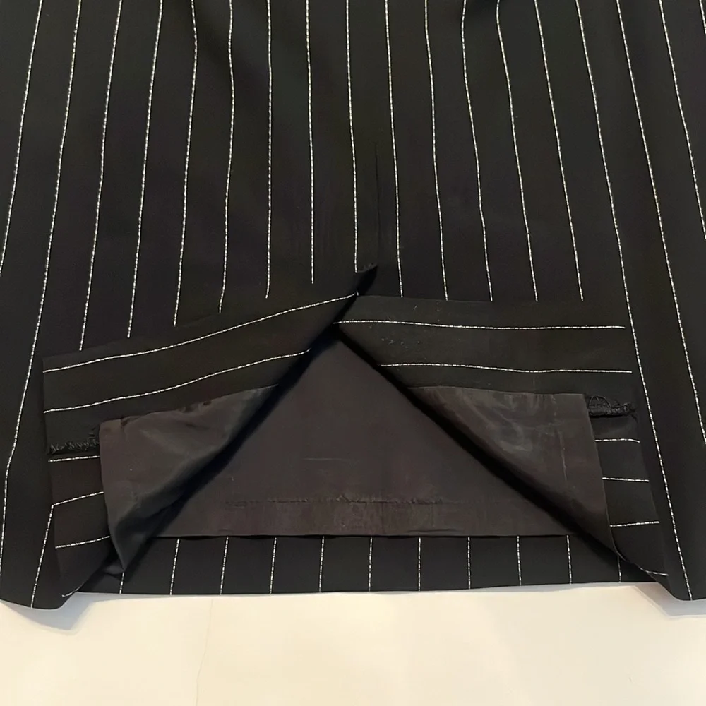 Mondi Vintage Wool Black with White Pinstripe A-Line Skirt Size 42EU, 6/8US